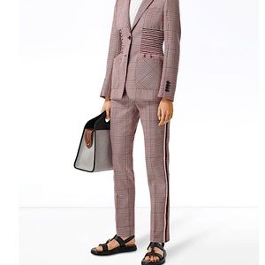 Burberry Wool Houndstooth Check Tailored Trousers Sz 8 New